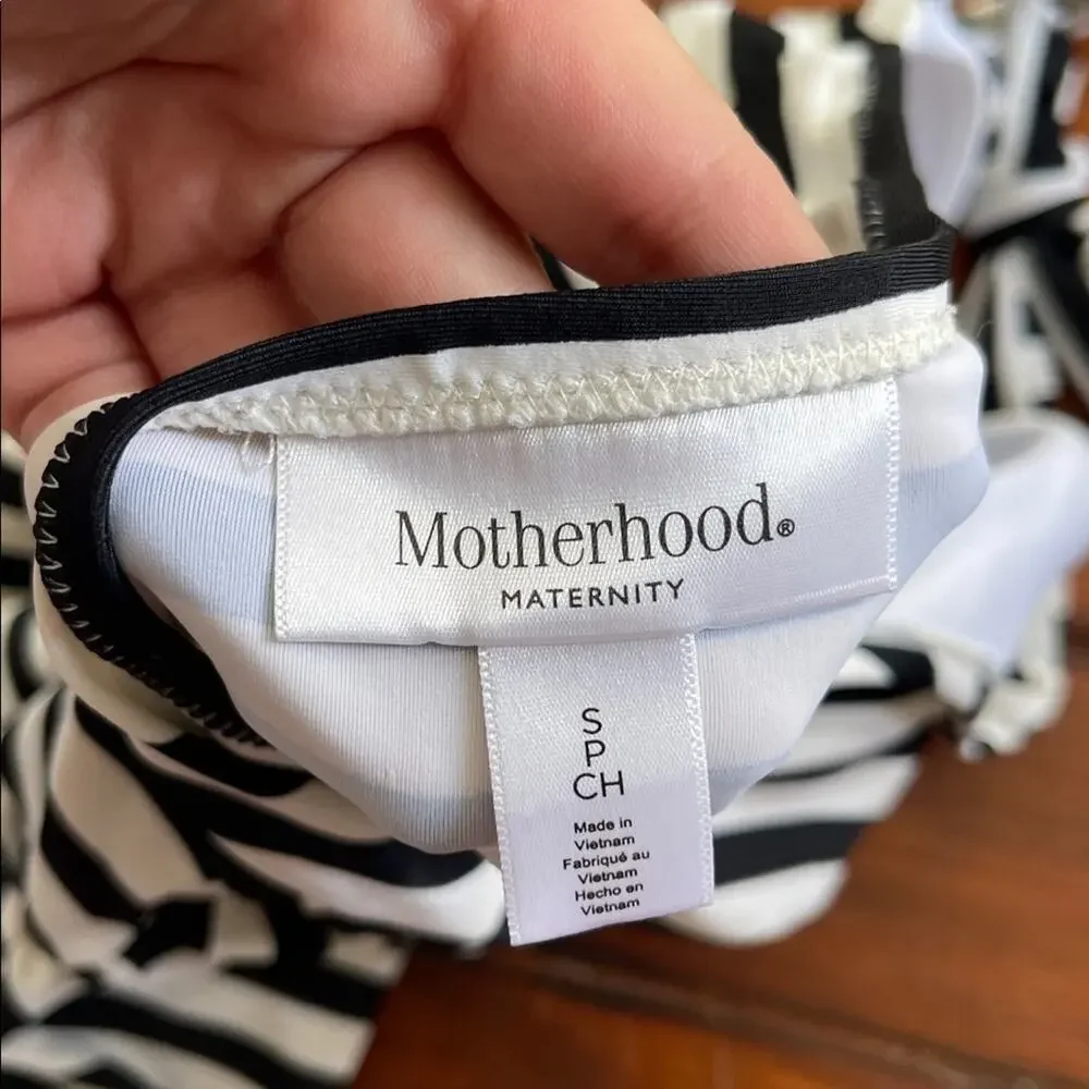 Motherhood striped V-neck maternity one piece swimsuit sz S